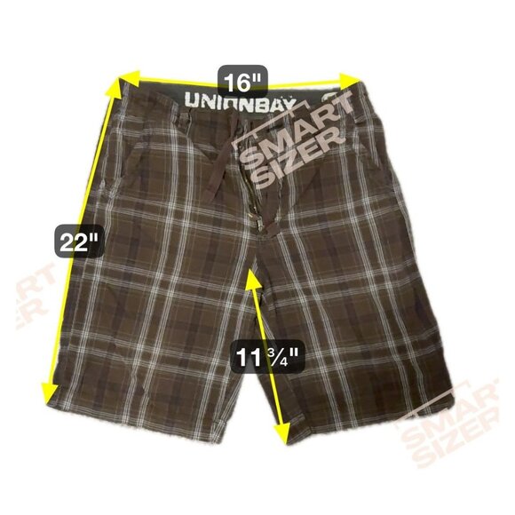 READ Vintage Unionbay Mens Brown Plaid Cargo Shorts Size 36 Pockets Drawstring - Picture 7 of 7